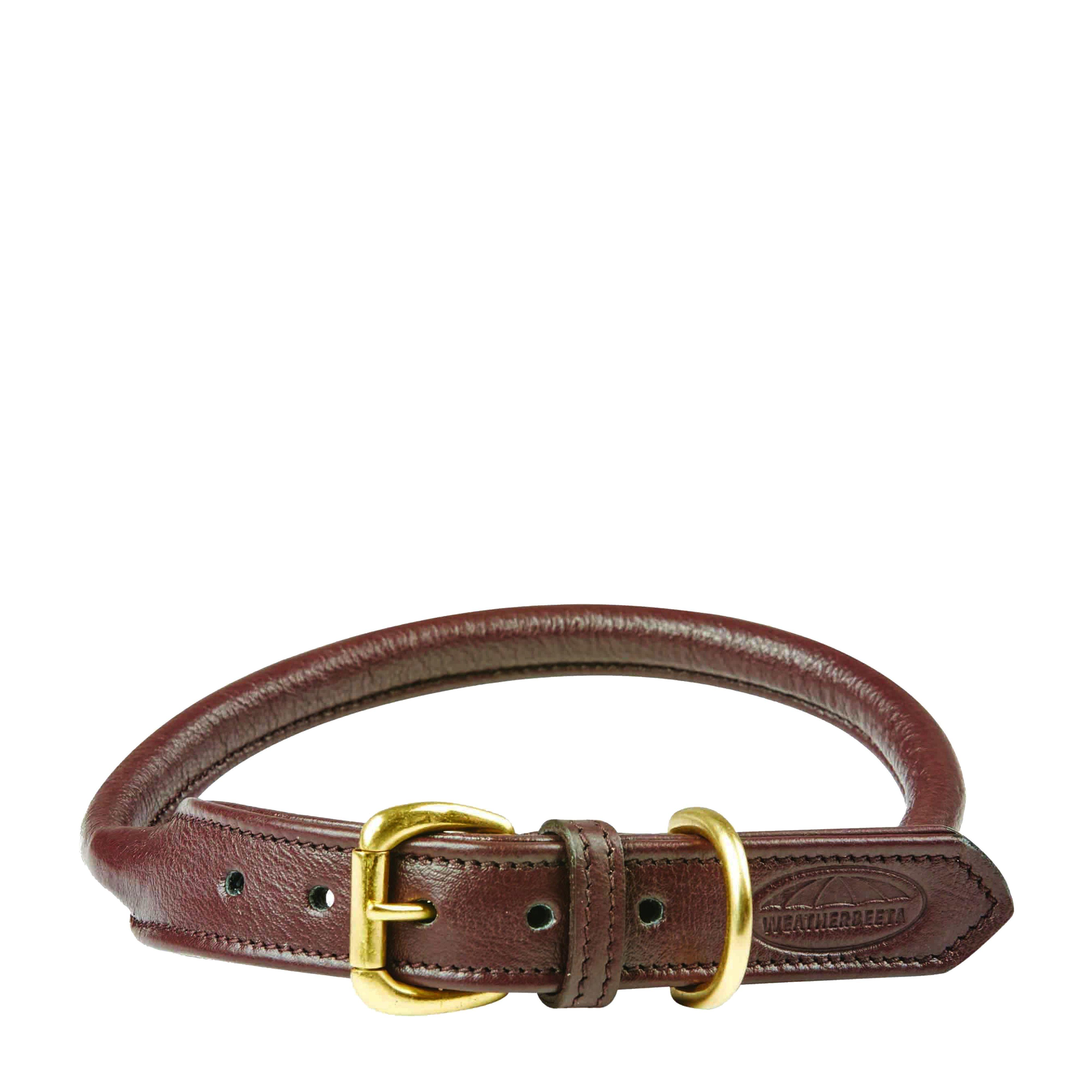 Rolled Leather Collar Brown