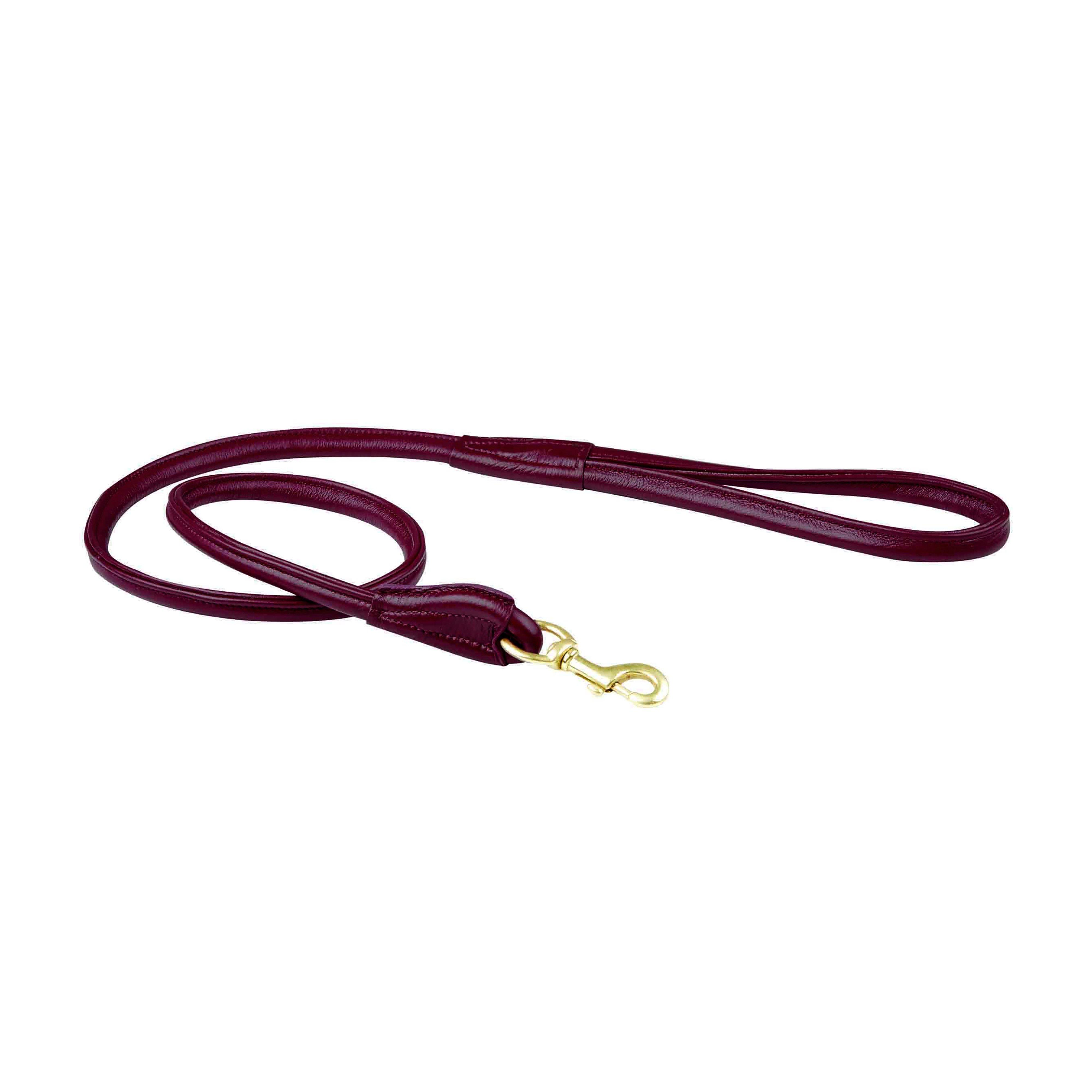 Rolled Leather Lead Maroon