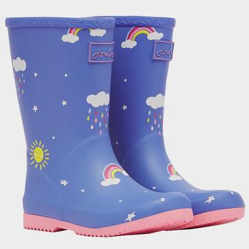 Blue Joules Junior Roll Up Wellies Blue Clouds