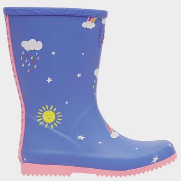 Blue Joules Junior Roll Up Wellies Blue Clouds