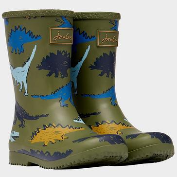 Green Joules Junior Roll Up Wellies Green Dino