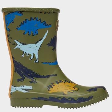 Green Joules Junior Roll Up Wellies Green Dino