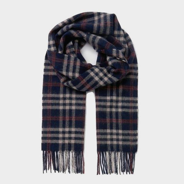 Blue Joules Tytherton Wool Scarf Navy Cream Check image 1