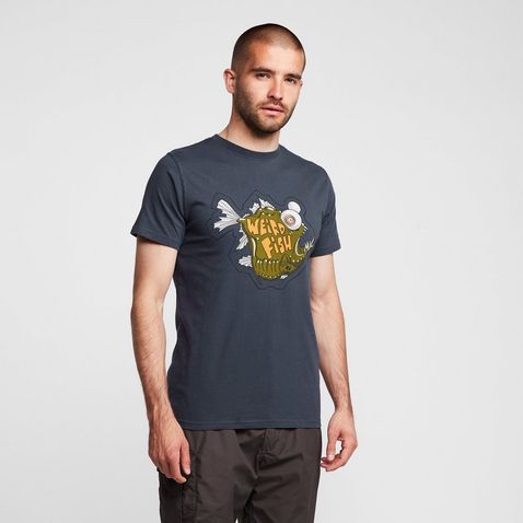 Weird Fish Mens Peaky Flounders Organic Artist T-Shirt (Navy)