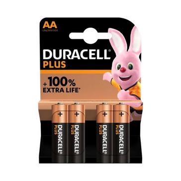 Black Duracell Plus100 AA Batteries (Pack of 4)