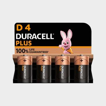 Black Duracell Plus 100 D4 Batteries (Pack of 4)