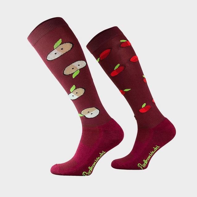 Burgundy Comodo Ladies Novelty Socks Apples image 1