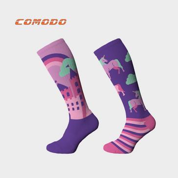 Purple Comodo Ladies Novelty Socks Purple Unicorn