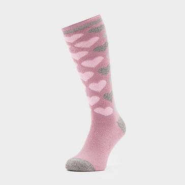 Pink Heat Holders Ladies Equestrian Jacquard Lite Long Socks Jackson Mauve Hearts