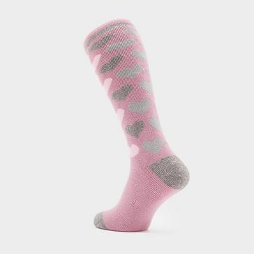 Pink Heat Holders Ladies Equestrian Jacquard Lite Long Socks Jackson Mauve Hearts