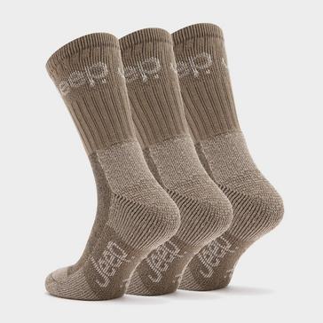 Beige/Cream Jeep Mens Luxury Terrain 3 Pack Socks Khaki/Sand