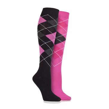 Black Storm Bloc Womens Argyle 2 Pack Socks Black/Pink