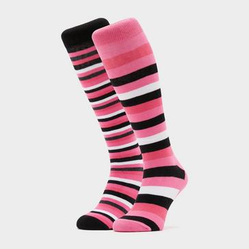 Multi Storm Bloc Womens Equestrian Stripe 2 Pack Socks Black/Pink