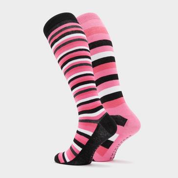Multi Storm Bloc Womens Equestrian Stripe 2 Pack Socks Black/Pink