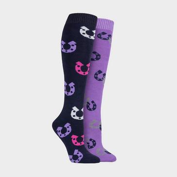 Multi Storm Bloc Womens Horseshoe 2 Pack Socks Navy/Lilac