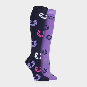 Multi Storm Bloc StormBloc® Kids Equestrian Horseshoe 2 Pack Socks Navy/Lilac