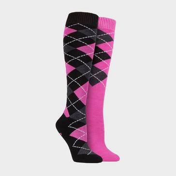 Black Storm Bloc StormBloc® Ladies Equestrian Midweight Argyle Socks Black/Pink