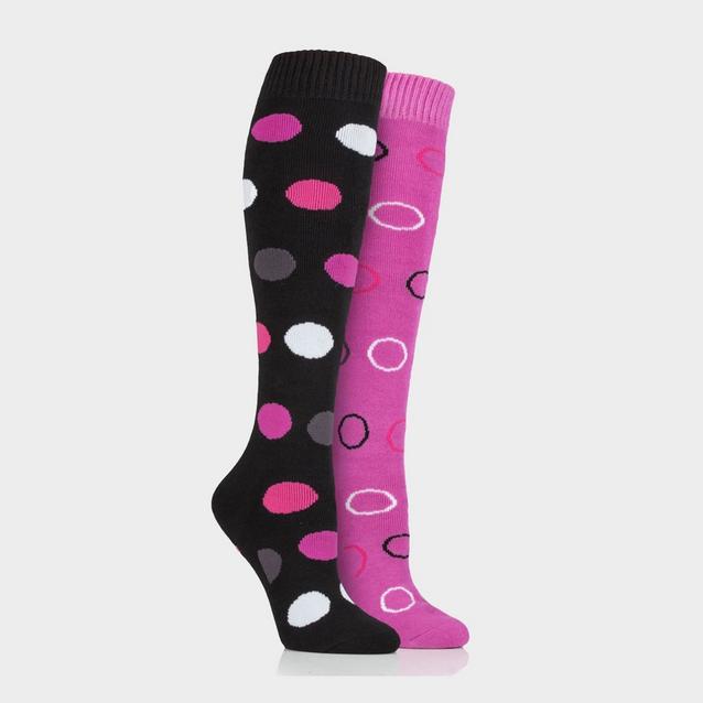 Black Storm Bloc StormBloc® Ladies Equestrian Midweight Spotty Socks Black/Pink image 1