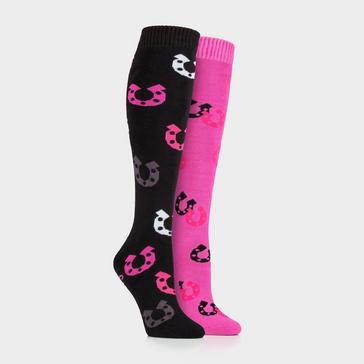 Black Storm Bloc Kids Equestrian Midweight Horseshoe Socks Black/Pink