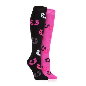 Black Storm Bloc Kids Equestrian Midweight Horseshoe Socks Black/Pink