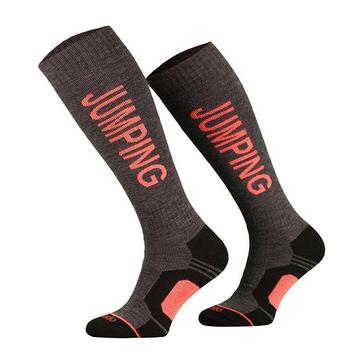 Grey Comodo Ladies Jumping Socks Dark Grey/Salmon