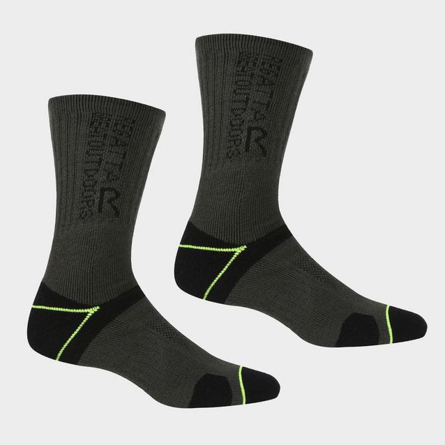 Black Regatta Mens Blister Protection II Socks Black/Electric Lime image 1