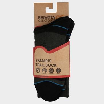 Black Regatta Blister Protection II Socks Black/Ash/Niagra Blue