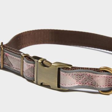 Multi Barbour Reflective Tartan Dog Collar Taupe/Pink Tartan