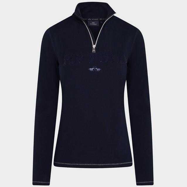 Blue HV Polo Ladies Long Sleeve Chelsea Top Navy image 1