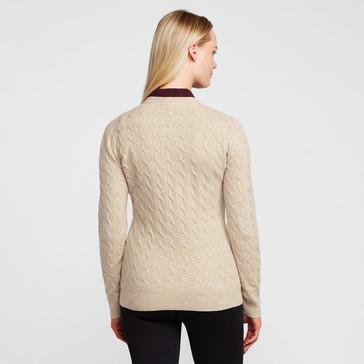 Beige/Cream HV Polo Womens Classy Cable Pullover Champagne Light Grey Heather