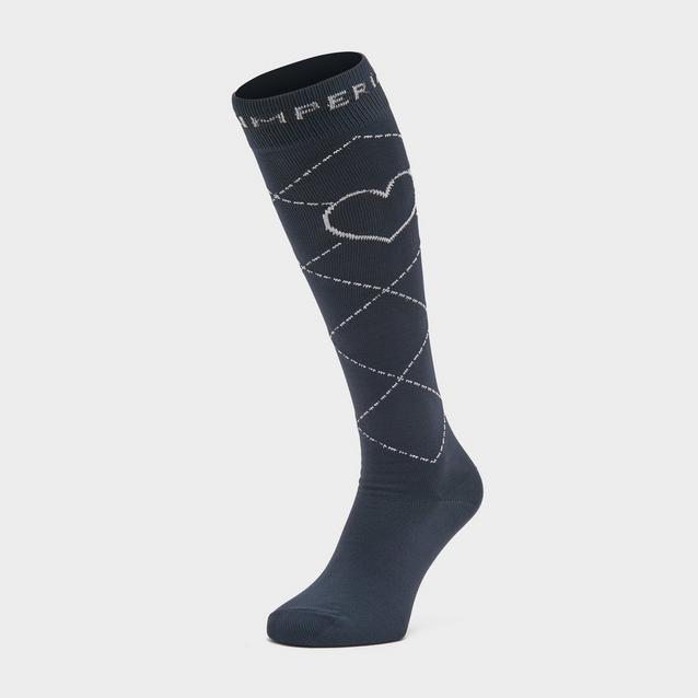 Blue Imperial Riding Ladies Heart Long Socks Navy image 1