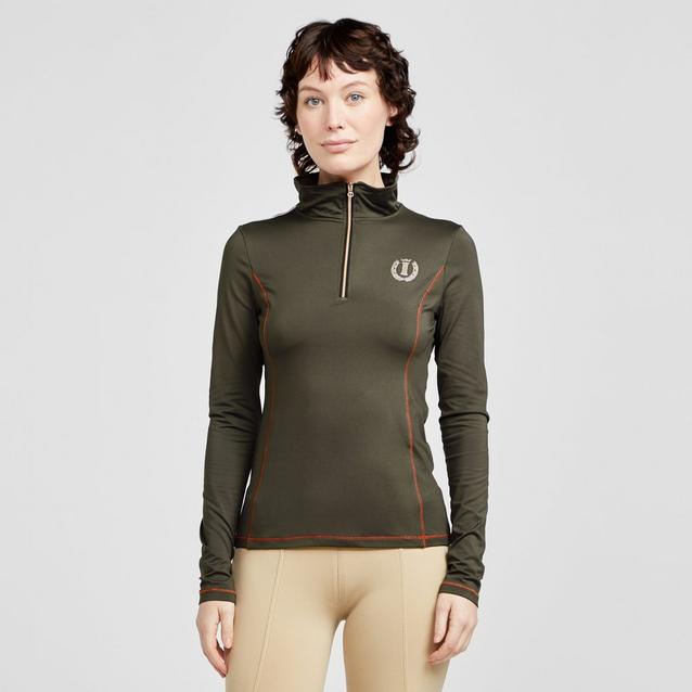 Green Imperial Riding Womens Sporty Star 1/2 Zip Technical Top Dark Olive image 1