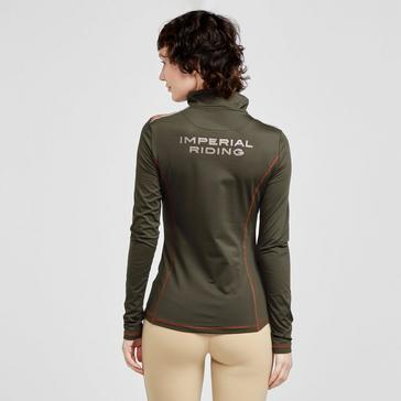 Green Imperial Riding Womens Sporty Star 1/2 Zip Technical Top Dark Olive