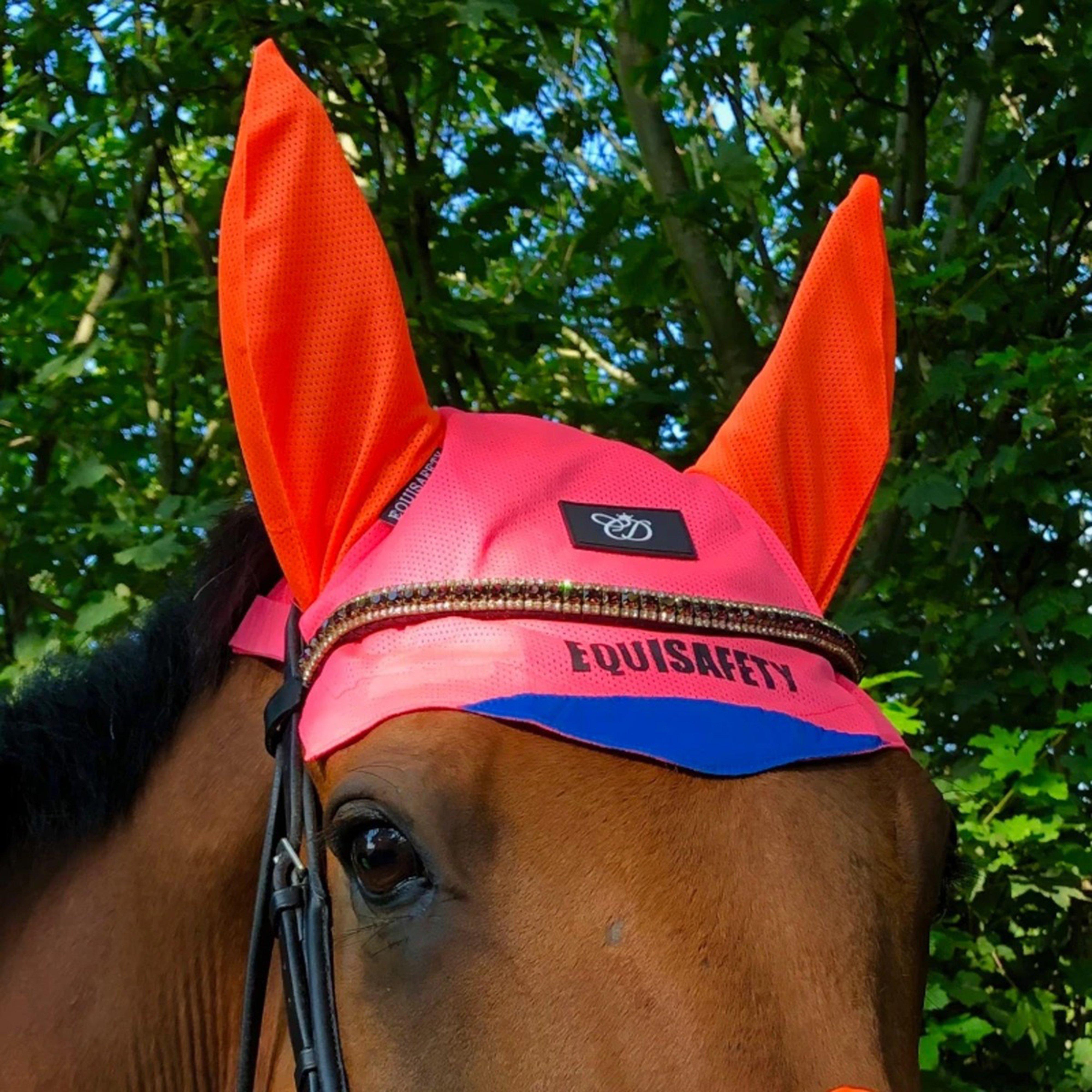 Charlotte Dujardin Reflective Multi-Coloured Mesh Horse Ears Pink/Orange