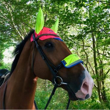 Multi Equisafety Charlotte Dujardin Reflective Multi-Coloured Mesh Horse Ears Pink/Yellow
