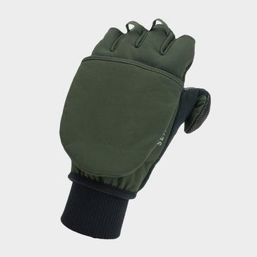 Green Sealskinz Windproof Cold Weather Convertible Mitts Green