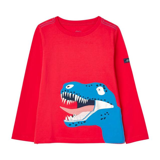 Red Joules Childs Jack Long Sleeve Top Red Dino image 1