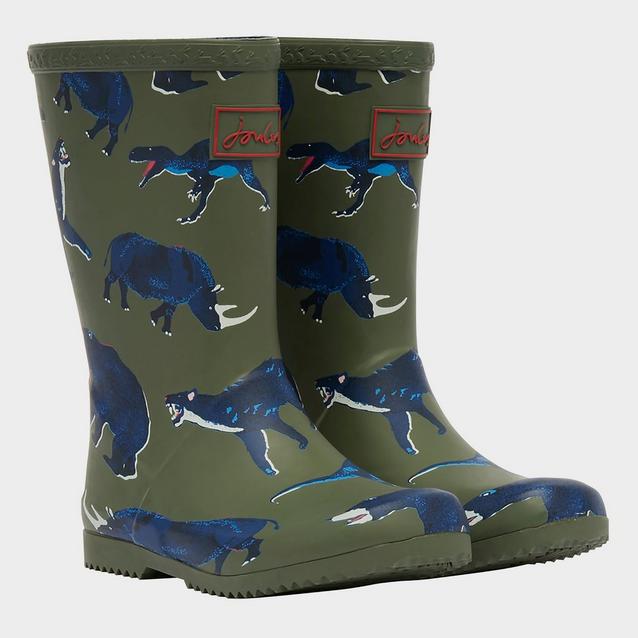 Green Joules Kids Roll Up Wellies Green Animal image 1