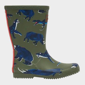 Green Joules Kids Roll Up Wellies Green Animal