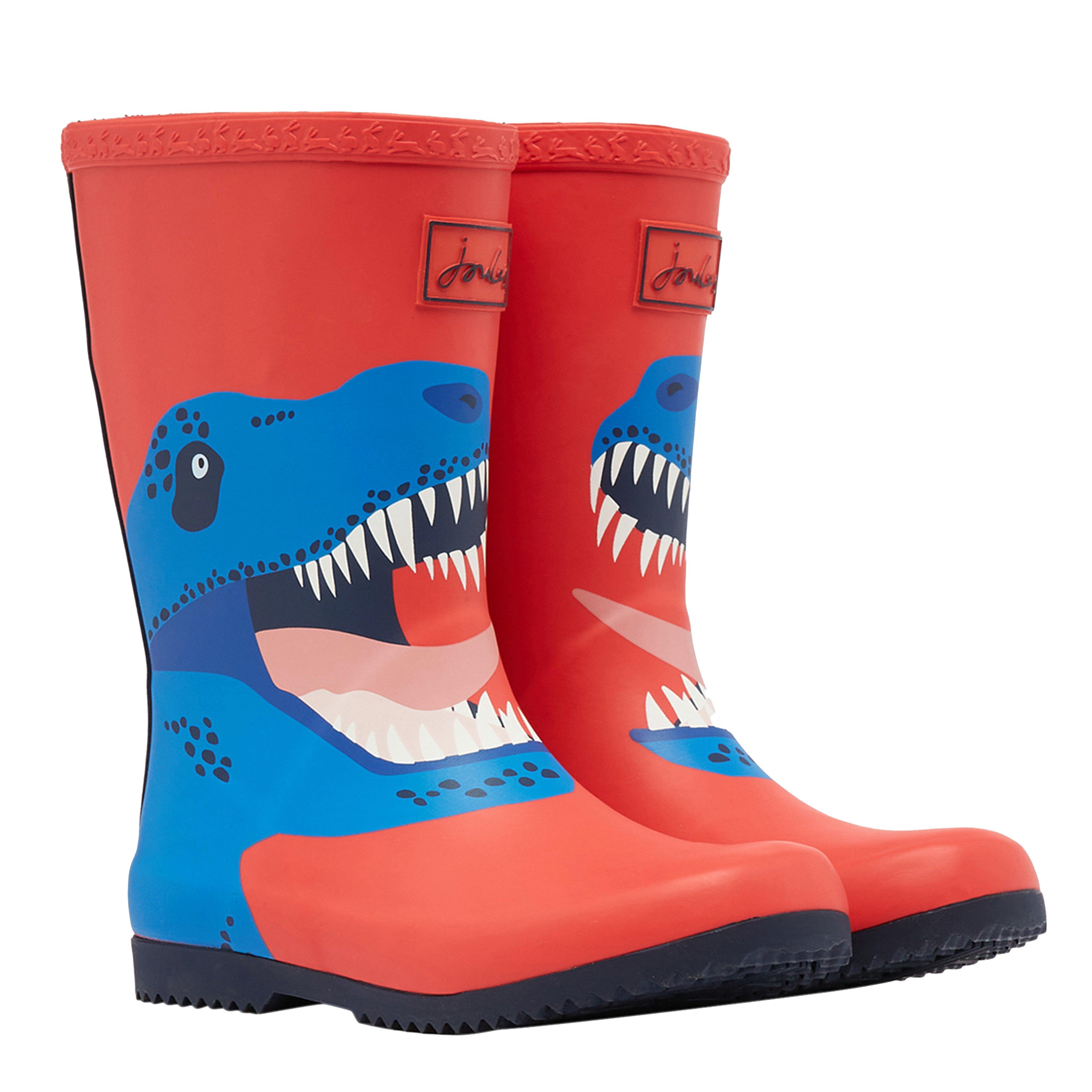 Childs Roll Up Wellies Red Dino