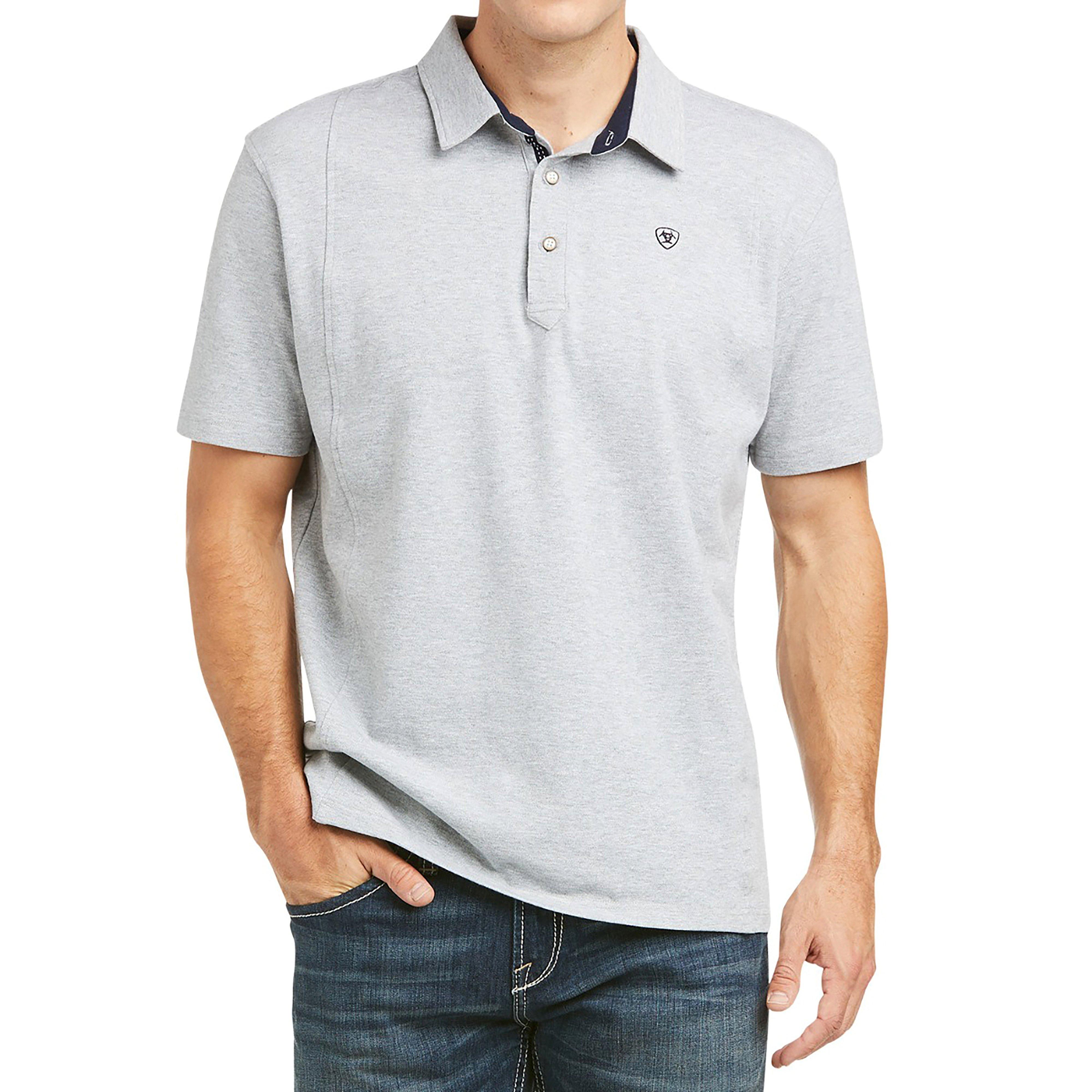 Mens Medal Short Sleeved Polo Heather Grey