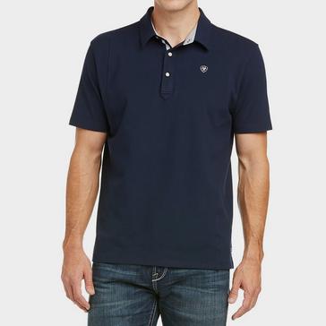 Blue Ariat Mens Medal Short Sleeved Polo Navy