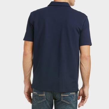 Blue Ariat Mens Medal Short Sleeved Polo Navy