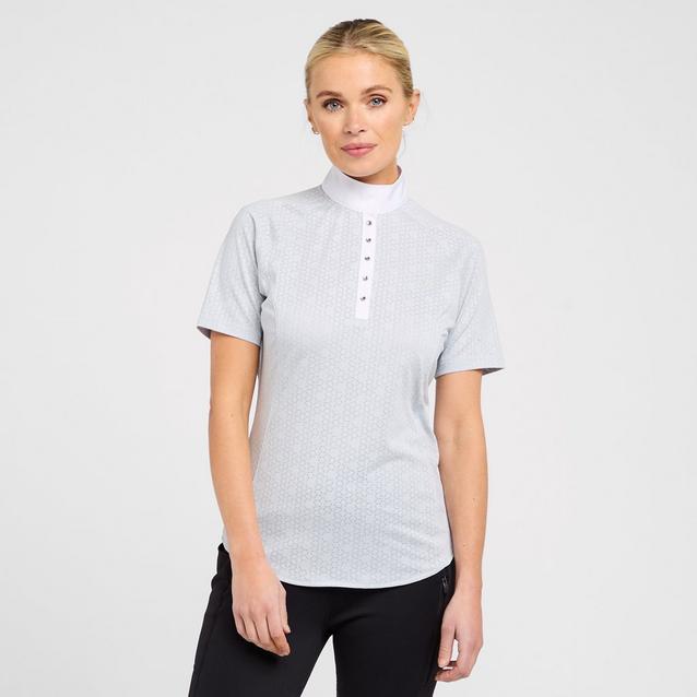Grey Ariat Womens Showstopper 2.0 Short Sleeved Shirt Pearl Grey image 1