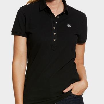 Black Ariat Ladies Prix 2.0 Short Sleeved Polo Shirt Black