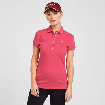 Pink Ariat Womens Prix 2.0 Short Sleeved Polo Shirt Party Punch