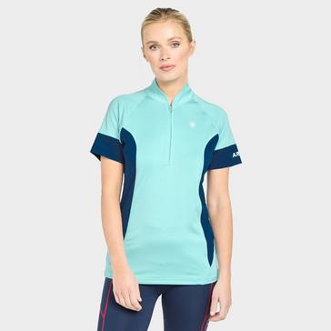 Blue Ariat Ladies Cambria Jersey 1/4 Zip Baselayer Milky Blue/Blue Opal