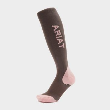 Grey Ariat Tek Performance Socks Iron Quartz/Pink