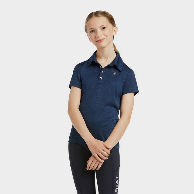 Blue Ariat Childs Laguna Short Sleeved Polo Shirt Navy image 1