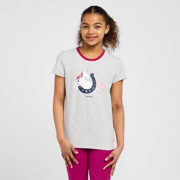 Grey Ariat Childs Unicorn Moon Short Sleeved Top Heather Grey